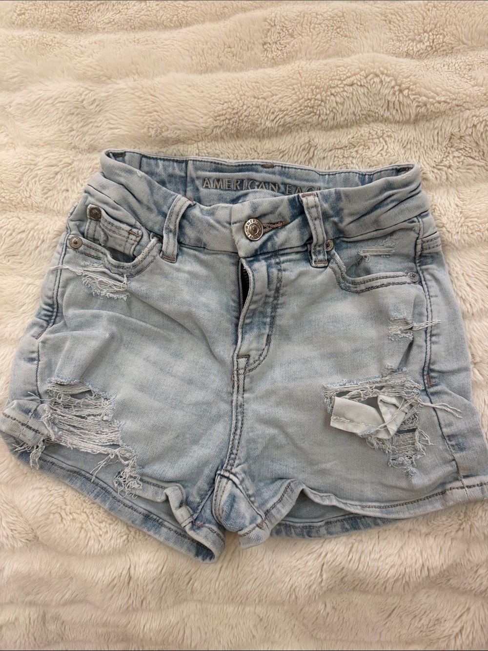 American Eagle Outfitters Light Wash Distressed Denim Shorts